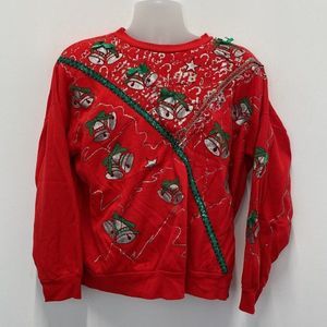Vintage Nut Cracker Red Ugly Christmas Crewneck Sweatshirt Size L